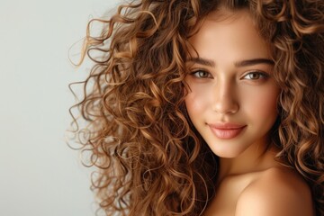 Stunning woman with luxurious curly hair