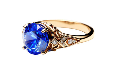 Blue Gemstone Ring isolated on transparent Background