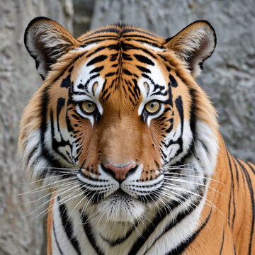 Vector cartoon illustration of a tiger on a white background