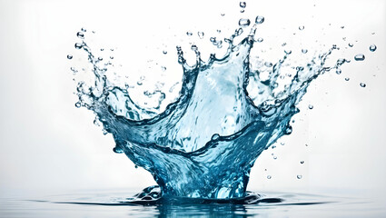 Blue-water-splash-isolated-on-white-background-Water-splash- - obrazy, fototapety, plakaty