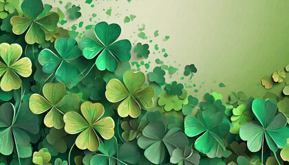 Saint Patricks day background, 4 leaf clover background, Four leaf clover, St Paddys Day background - obrazy, fototapety, plakaty