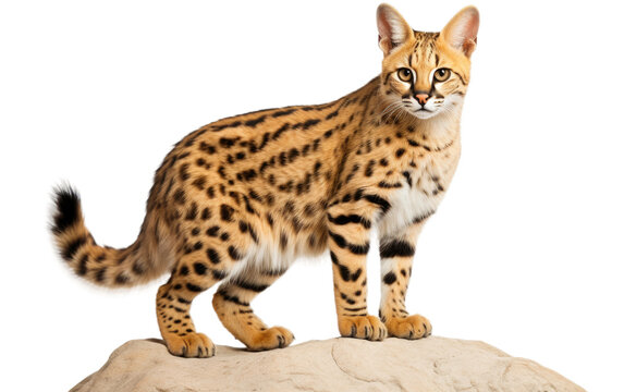 Serval Balancing on Stone isolated on transparent Background
