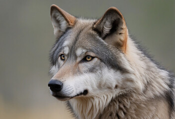Fototapeta premium Photo of Gray Wolf with Blank Space