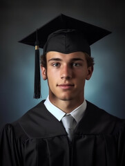 Full isolated studio picture from a young graduation man