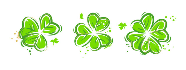 St. Patrick's Day shamrock, vector icons - 735215091
