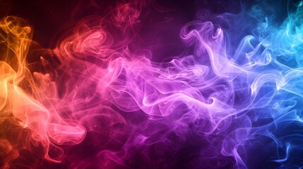 Fototapeta premium Liquid glitter and shimmery flashes. colorful glitter smoke particles background. Overlay moving magic on a black background. 