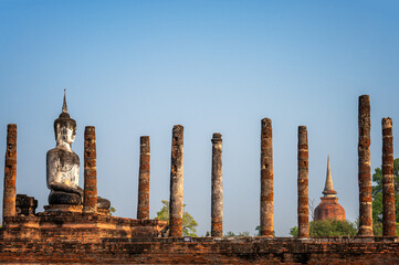 Fototapeta na wymiar View of Wat Mahathat in Sukhothai, Thailand