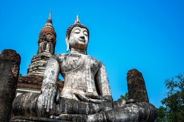 Fototapeta na wymiar Buddha statue seen in Wat Traphang Ngoen in Sukhothai, Thailand