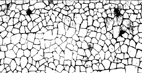 Rustic cracked texture with many cracks and scratches. Abstract background. PNG graphic illustration with transparent background.