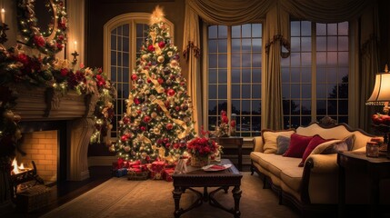 Fototapeta na wymiar tree holiday home decorations