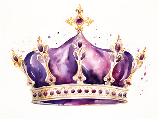 Monarchy Emblem: Watercolor Crown Illustration on white
