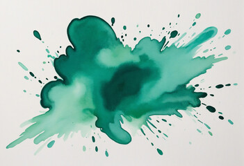 elegant emerald watercolor brush stain on white background