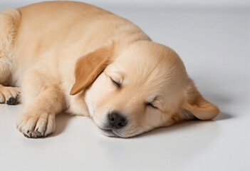 Adorable sleeping puppy on clear background