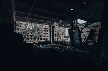 inside a destroyed school in Ukraine