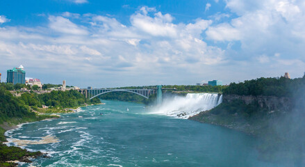 Clouds of splashes and falling water from Niagara Falls, Niagara State Park