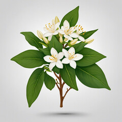 Jasmine Flower Bush Cutout with Transparent Background