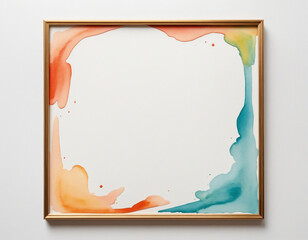 Watercolor painted abstract frame with white background and space for text