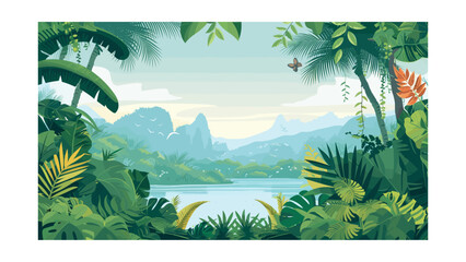 Fototapeta na wymiar A Colorful and Serene View of a Tropical Forest Landscape
