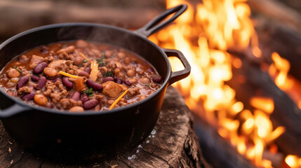 The ultimate comfort food for chilly nights in the great outdoors this campfire chili is loaded with tender chunks of meat creamy beans and just the right amount of e.