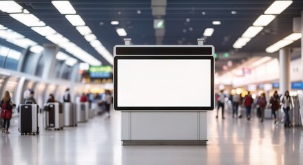 Blank white digital sign billboard poster mockup, blurred background