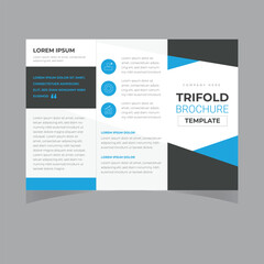 Business tri-fold brochure template design with Turquoise color scheme in A4 size layout with bleeds. Vector illustration