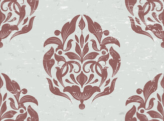 Classical luxury damask seamless pattern grunge background