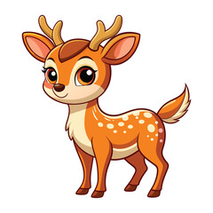 Cartoon cute Deer illustration on white