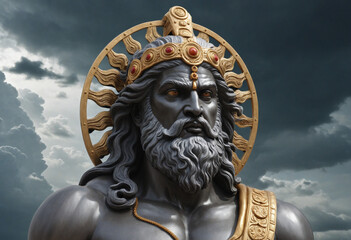 Obraz premium Stormy sky portrait of a mythical deity