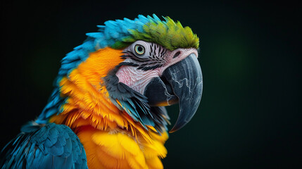 Fototapeta premium Bright parrot on a dark background