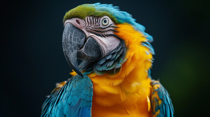 Obraz premium Bright parrot on a dark background
