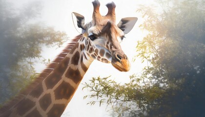 Obraz premium Generated image of giraffe on white background double exposure