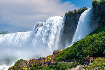 Clouds of splashes and falling water from Niagara Falls, Niagara State Park