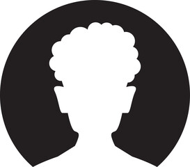 Silhouette Man Head in Circle Button