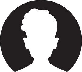 Silhouette Man Head in Circle Button