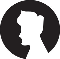 Silhouette Man Head in Circle Button