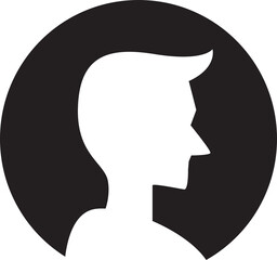 Silhouette Man Head in Circle Button