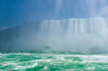 Clouds of splashes and falling water from Niagara Falls, Niagara State Park