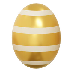 A gold easter eggs with pattern collection on white background. 3D png  illustration. For web, banners, greeting cards, posters, wrapping