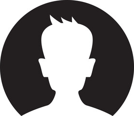 Silhouette Man Head in Circle Button