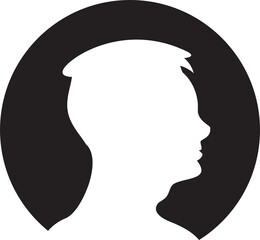 Silhouette Man Head in Circle Button