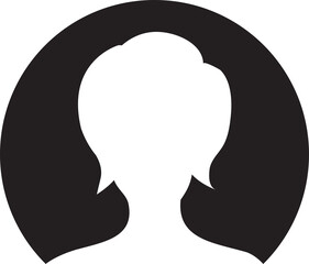 Silhouette Woman Head in Circle Button