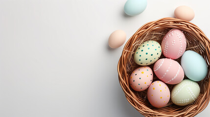 Easter eggs in basket