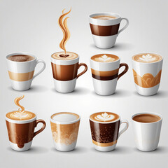 Coffee cup collection on white background vector