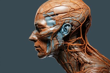 Intellectual Person head neural. Brain future. Generate Ai