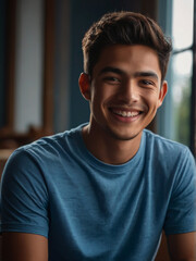 A handsome boy smiling.