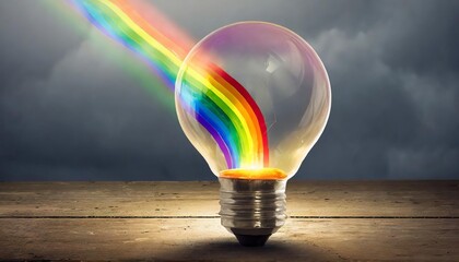 Generated image of rainbow in a bulb