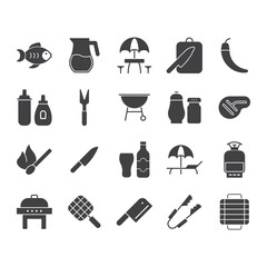 Barbecue Icon Set Sing Symbol