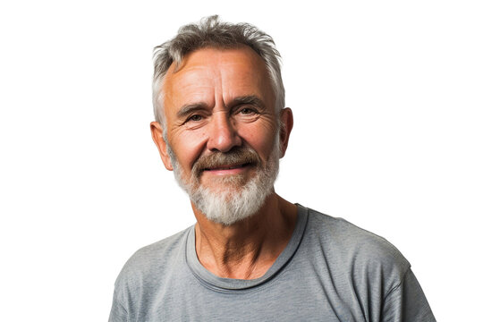 Portrait of a Senior Man Isolated on Transparent Background