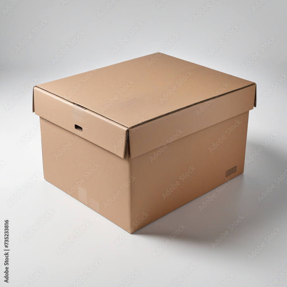 Poster plain carton container on white backdrop