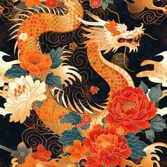 chinese style dragon seamless tile